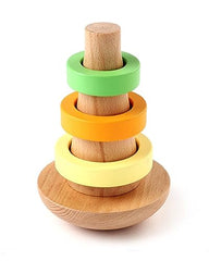 Firstcry Intellibaby Premium Wooden Rocking Stacker| Learning & Educational Shape Sorter for Kids | Wooden Blocks, Sorting & Stacking Toys for Toddlers and Preschoolers | BIS Certified | Baby gift for Toddlers | Multicolor |10+ Months