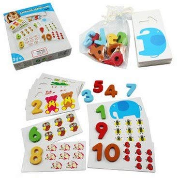 FunBlast Arithmetic Digital Card Pairing Number and Animal Puzzle Digital Wooden Blocks Board Game, Educational Digital Card Game for Kids, (Multicolor)