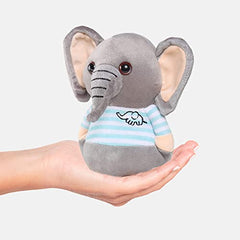 Webby Soft Animal Plush Elephant Toy 20cm, Blue & Grey
