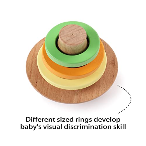 Firstcry Intellibaby Premium Wooden Rocking Stacker| Learning & Educational Shape Sorter for Kids | Wooden Blocks, Sorting & Stacking Toys for Toddlers and Preschoolers | BIS Certified | Baby gift for Toddlers | Multicolor |10+ Months