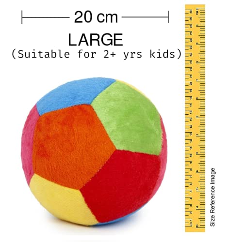 pikipo Multicolor Stuffed Soft Ball with Rattle Sound Suitable for 2yrs+ Kids (Large, 20cm)