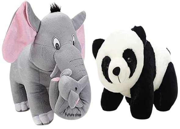 Future Shop Teddy Animal Soft Toy Mother Elephant & Panda Toy Great Gift for Any Toy Lover for Birthday Gift/Kids Soft Pillow Toy/Home Decoration/Car Decoration Toy/Baby Toy