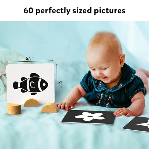 Skillmatics Large Flash Cards for Babies & Infants - High Contrast, Newborn Visual Stimulation & Sensory Development for 0 to 12 Months, 60 Pictures, Gifts, Travel Friendly