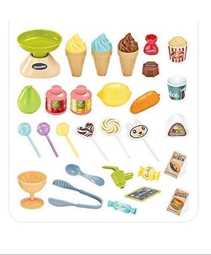 E-ROYAL SHOP Pretend Play Mini Supermarket Toy Candy Sweet Shopping Cart, Pretend Play Kitchen Set Kids Toys for Boys and Girls (Mini Home Supermarket) Ice Cream Set Toy for Kids