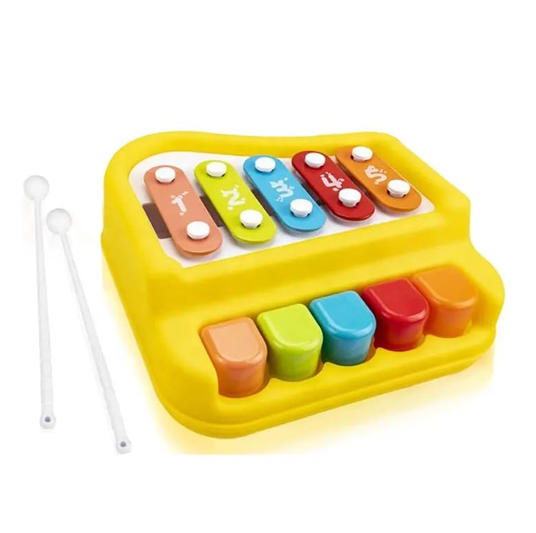 Gesto 2 in 1 Musical Xylophone and Mini Piano for Kids - | Educational Musical Toys for 3 4 5 6 Year Old Boys Girls | Best for Birthday Gifts Age 3-5 | 5 Colorful Keys | Preschool Educational Musical Learning Instruments Toy for oddlers | Non-Battery- (As