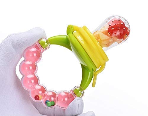 EN LIGNE BPA-Free Silicone Nipple Food Nibbler for Fruits and Veggies with Storage Box, Silicone Fruit Teether,Infant (Multicolor)