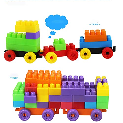 AEXONIZ TOYS Non-Toxic Train Building Blocks Game Toys Building Blocks Toy Set for 3-8 Years Old Kids Boys & Girls,Multi Color,200 Piece