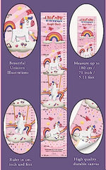 Unicorn Height Chart: Growth Chart with Measuring Ruler and Stick-on Tape