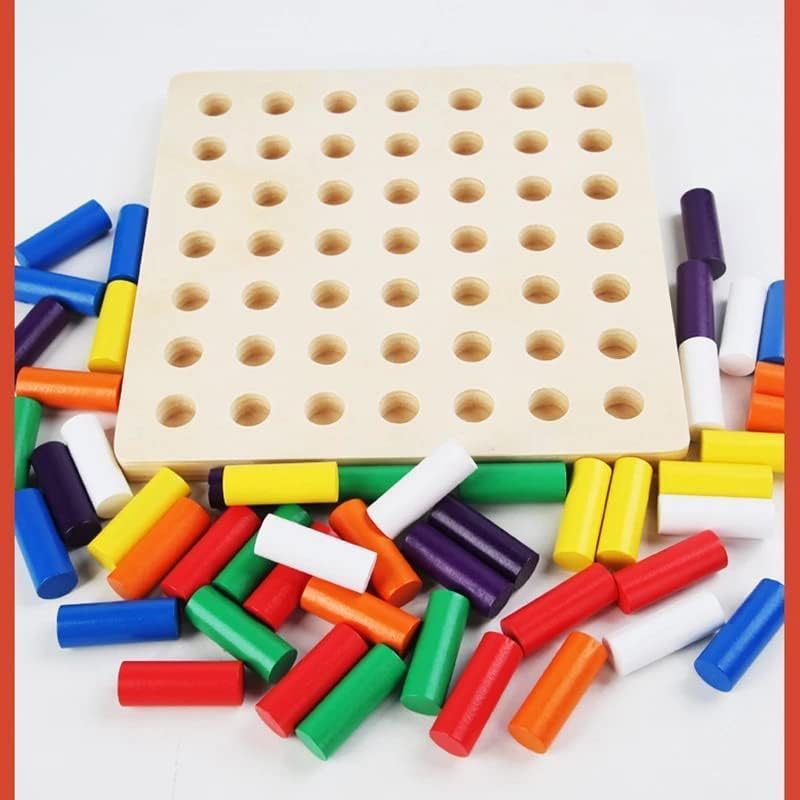 Smoneo Educational Color Cognition Stacking & Sorting Wooden Toys Shape Sorting & Domino Building Blocks for 3+ Children Multicolor (Large)