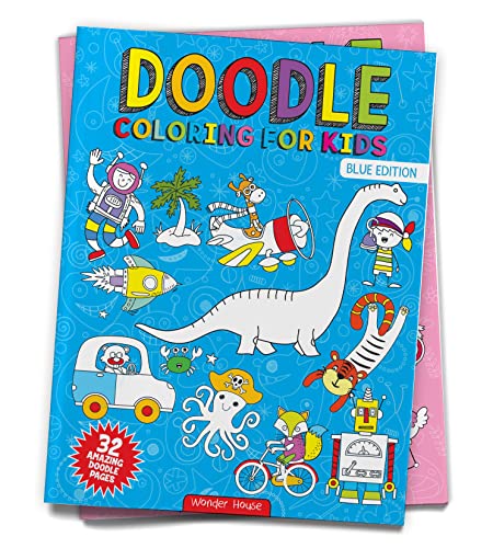 Doodle Coloring For Kids: Blue Edition