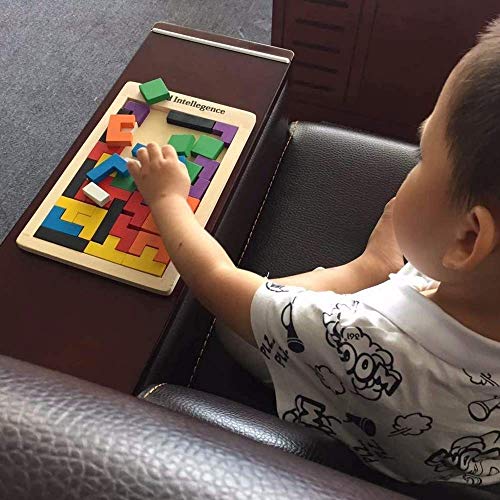 DIPDEY Mini Travel Puzzles for Kids, Wood Intelligence Brain Games Blocks Teasers Educational Toy Childrens Board Game 40 Pcs Puzzle Indoor Outdoor Boys Girls Jigsaw Toy Gift Kids 3 4 5 6 7 Years Old