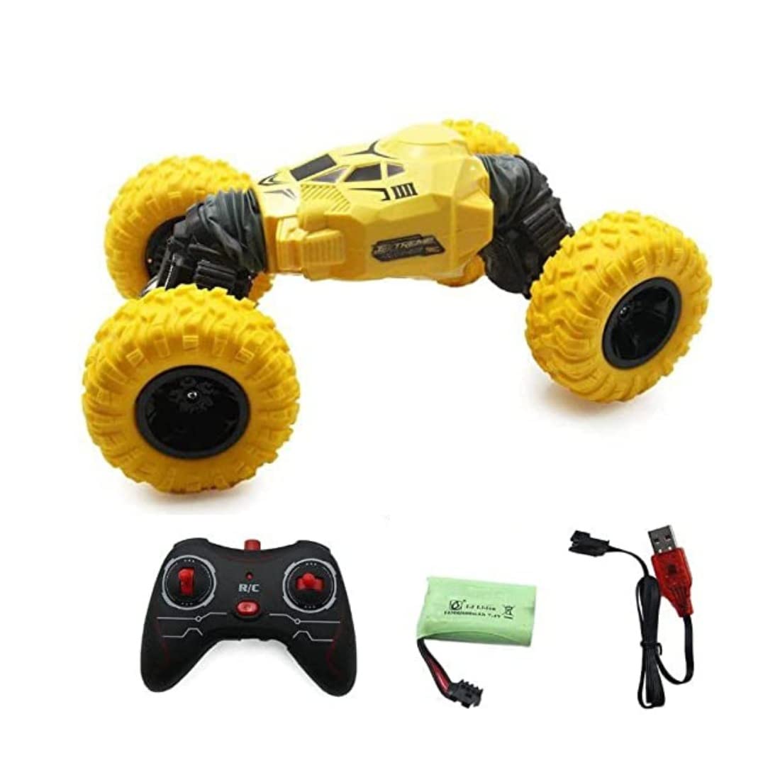 Big Size Double Sided Stunt Racing Moka 4-Wheel Drive Off Road Rock Crawler Remote Control Monster Car with 2.4 GHz for Kids, Multicolor