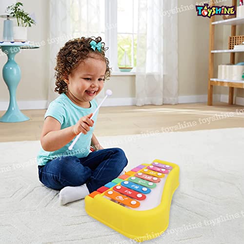 Toyshine 2 in 1 Baby Piano Xylophone Toy for Toddlers 1-3 Years Old, 8 Multicolored Key Keyboard Xylophone Piano, Preschool Educational Musical Learning Instruments Toy for Baby Kids Girls Boys