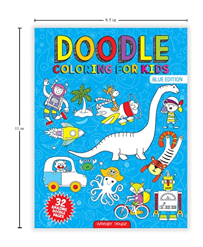 Doodle Coloring For Kids: Blue Edition