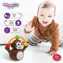 Funskool Giggles, Push N Crawl Monkey, Tummy Time Activity Toy, Helps To Grasp, Push & Crawl , 6 Months & Above, Multicolor