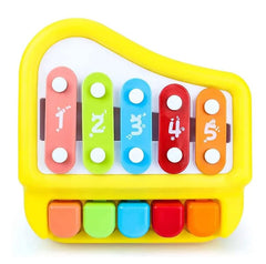Gesto 2 in 1 Musical Xylophone and Mini Piano for Kids - | Educational Musical Toys for 3 4 5 6 Year Old Boys Girls | Best for Birthday Gifts Age 3-5 | 5 Colorful Keys | Preschool Educational Musical Learning Instruments Toy for oddlers | Non-Battery- (As