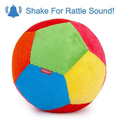 pikipo Multicolor Stuffed Soft Ball with Rattle Sound Suitable for 2yrs+ Kids (Large, 20cm)