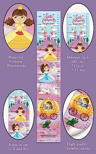 Little Princess Height Chart: Growth Chart with Measuring Ruler and Stick-on Tape