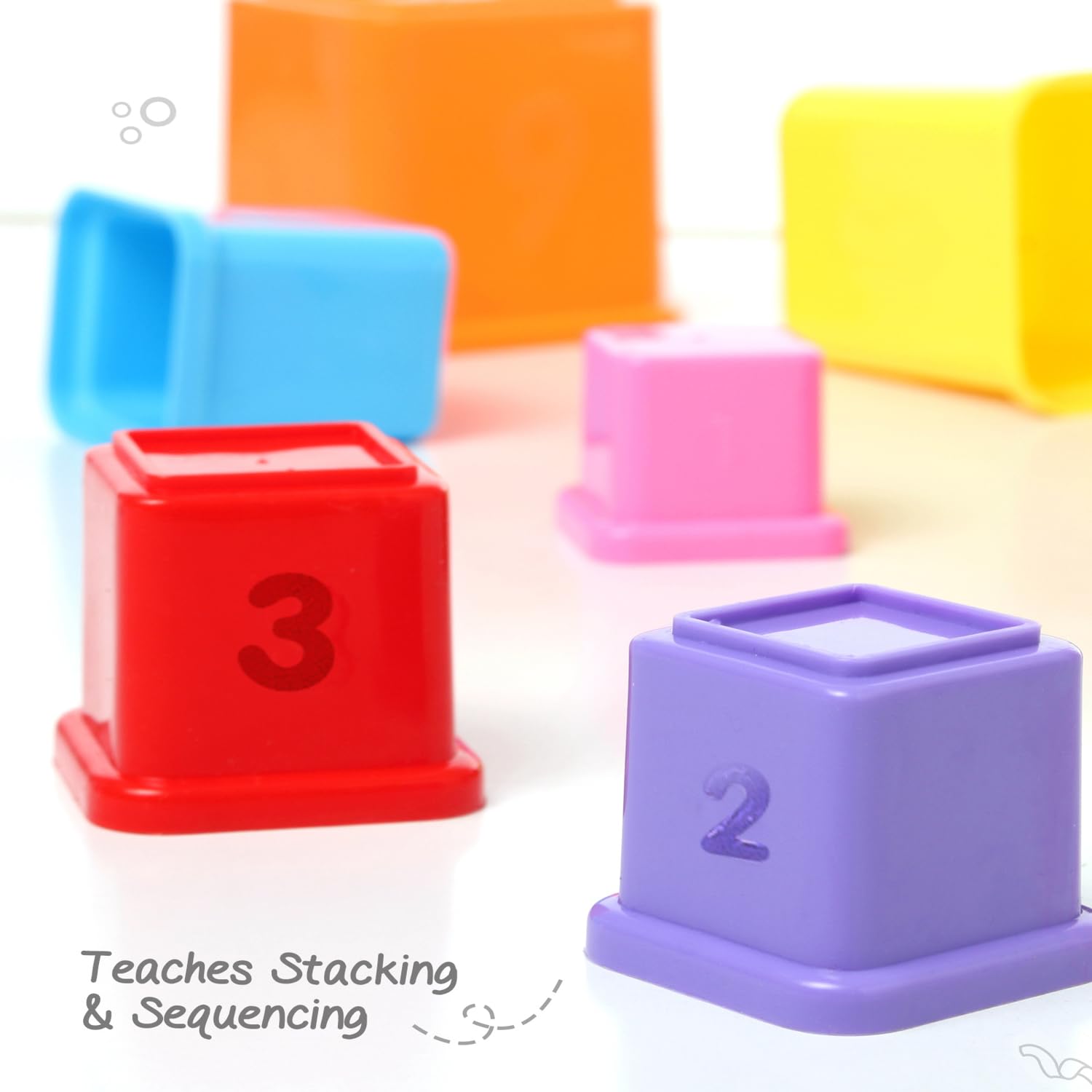 FIRSTCRY INTELLISKILLS Premium Stacking & Sequencing Cubes Toy|Activity & Learning Toy For Babies|Nesting Toy For Infants & Preschoolers I Multicolor - 10 Pieces
