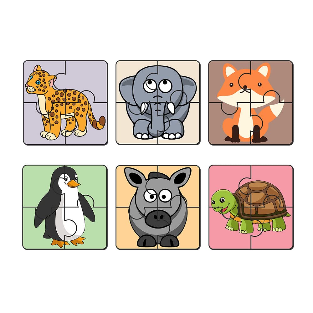 Artvibes Animals Wooden Jigsaw Puzzle Games for Children & Kids | Jigsaw Puzzles for Kids Age 2-5 | 4 Pieces Puzzles | Toddler's Wooden Puzzle (PZ_502NN), Set of 6