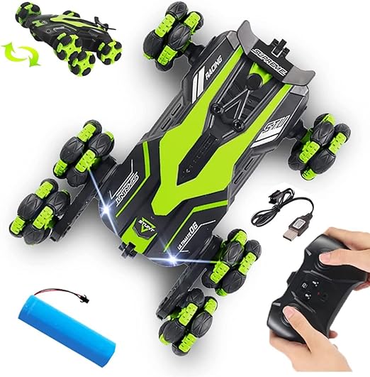 RC Laser 6 Wheel Remote Control Laser Stunt Car Telescopic RC Truck Double Sided with 360° Rotating Twisting Car Toy for Kids