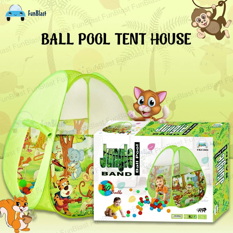 FunBlast Ball Pool Tent House For Kids, Pop Up Ball Pit Play Tent House With 50 Balls For Boys Girls, Babies And Toddlers Indoor& Outdoor,Multicolor
