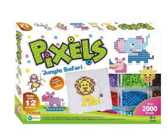 EKTA Plastic, Beads Pixels Jungle Safari Fridge Magnets Badges Making Kit for Children Creativity, Multicolour, Above The Age of 5 Years