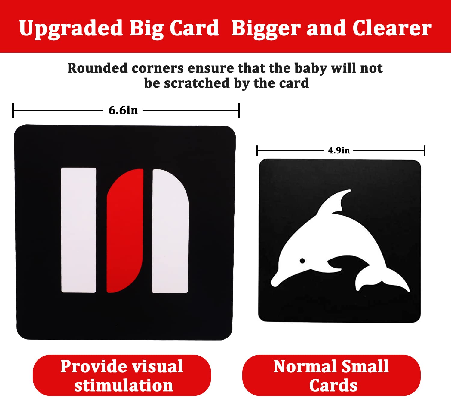 SNOWIE SOFT® Black RedFlash Cards for Infants, 16 Pictures 5.5 x 5.5 Inch Designed Contrast Cards for Newborn Baby Toys with High Contrast (3-6 Months)