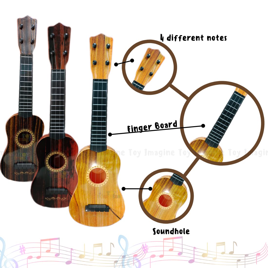Toy Imagine™ Guitar Toy 4-String Acoustic Music Learning Toys | Musical Instrument Educational Toy Guitar for Beginner | Sound Toys Best Gift for Kids | Age 3-12 (Product Colour May Vary) 23”