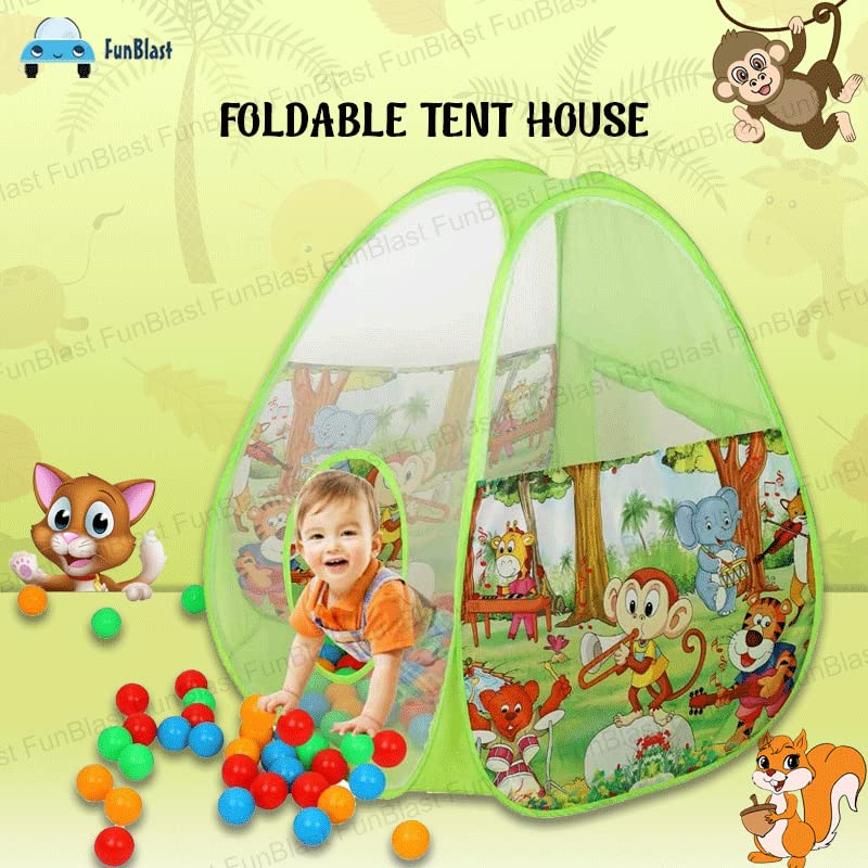 FunBlast Ball Pool Tent House For Kids, Pop Up Ball Pit Play Tent House With 50 Balls For Boys Girls, Babies And Toddlers Indoor& Outdoor,Multicolor