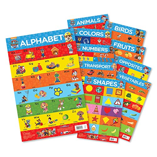 Paw Patrol - My First Early Learning Charts : Learn With Paw Pups (10 Charts - Alphabet, Animals, Bi