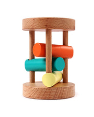 Intellibaby Premium Wooden Rolling Drum Toy | Montessori Toy |Develops Wrist Strength | Encourages Curiosity & Movement | BIS Certified | Baby Gift for Toddlers | Multicolor | 6+ Months