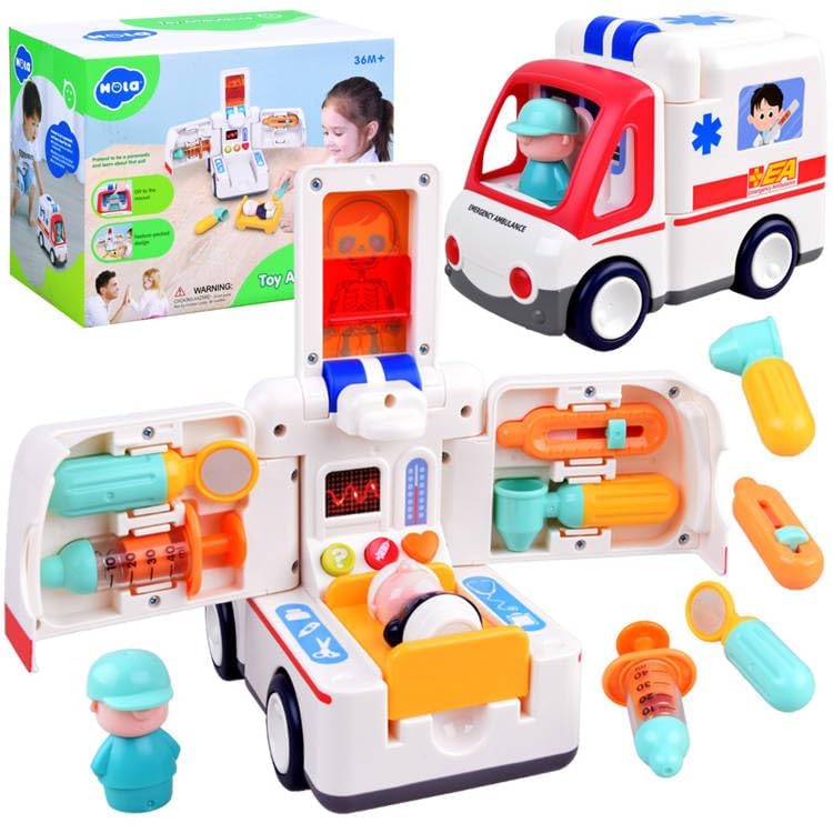 PANSHUB Baby Toys 12-18 Months,Toys for 2+ Year Old Boy Girl Ambulance Musical Cars with Music/Light for Baby Toddler Kids Pretend Play Birthday Toys for 6 to 12 Month Early Leaning Toys