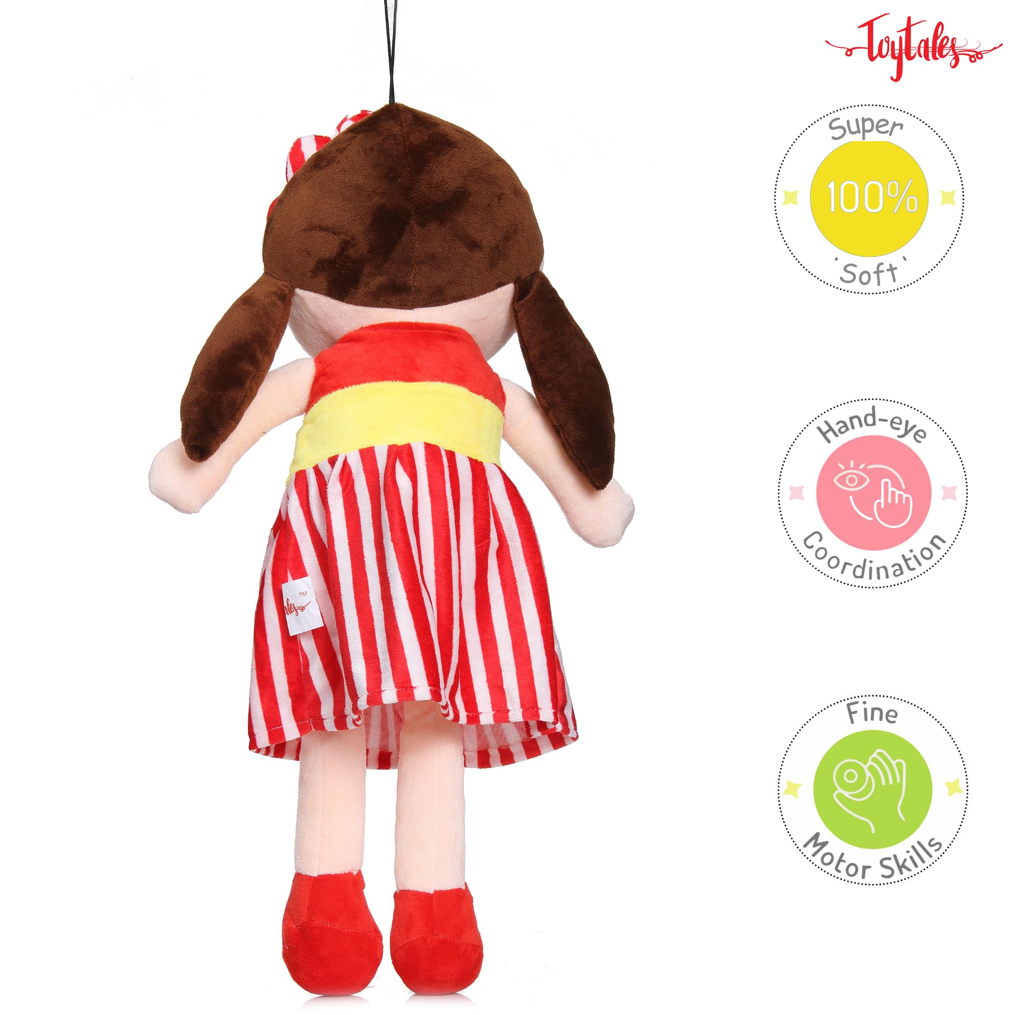 Cute Super Soft Stuffed Doll Medium Size 60cm, Cuddly Squishy Dolls, Plush Toy for Baby Girls, Spark Imaginative Play, Safe & Fun Gift for Kids, Perfect for Playtime & Cuddling (Red)