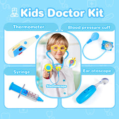 Kids Doctor Kit for Toddlers 3-5 Boys Girls,32 Pcs Toddler Dress Up Pretend Play Dentist Medical Kit Kids Doctor Playset with Stethoscope Costume Gifts Educactional Toys for 3 4 5 Year Old Boys Girls