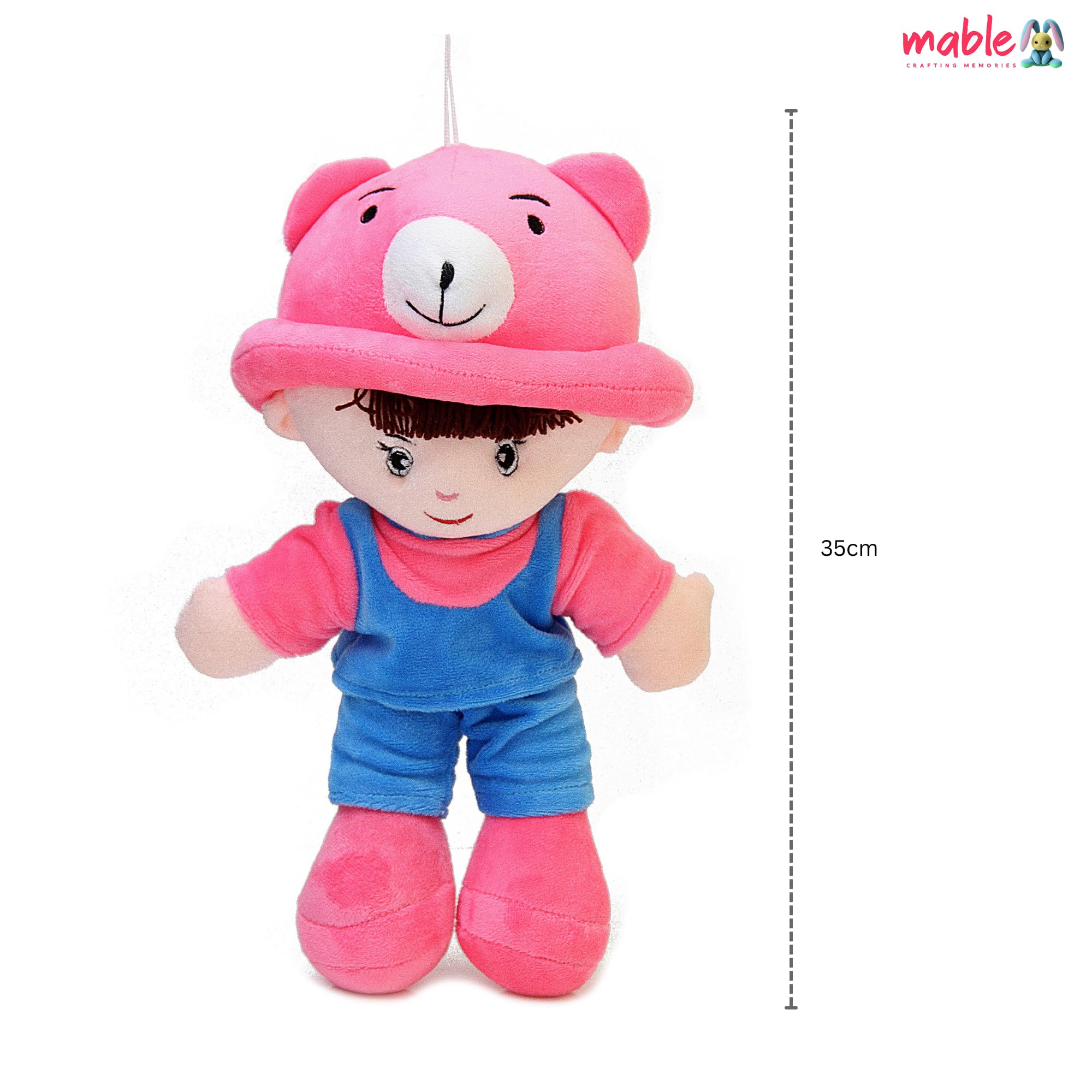 Addie Boy Rag Doll for Kids Huggable & Adorable Plush for Toddlers | Baby Doll with Hat for Boys and Girls | Soft and Cuddly Stuffed Toy for Babies | Made in India (Rani, 35cm)