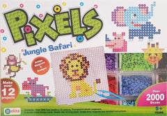 EKTA Plastic, Beads Pixels Jungle Safari Fridge Magnets Badges Making Kit for Children Creativity, Multicolour, Above The Age of 5 Years