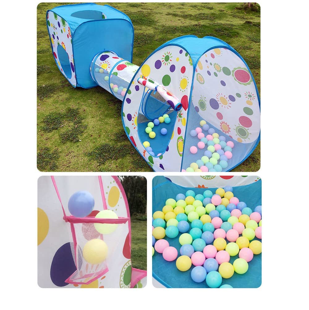 FunBlast 3-in-1 Colorful Ball Pool Tunnel Tent House for Kids-Rainbow Ball Pool Tunnel for Kids,Foldable Tunnel Ball Pool Outdoor Portable Kids House (Balls not Included; Multi), Tent House Theme