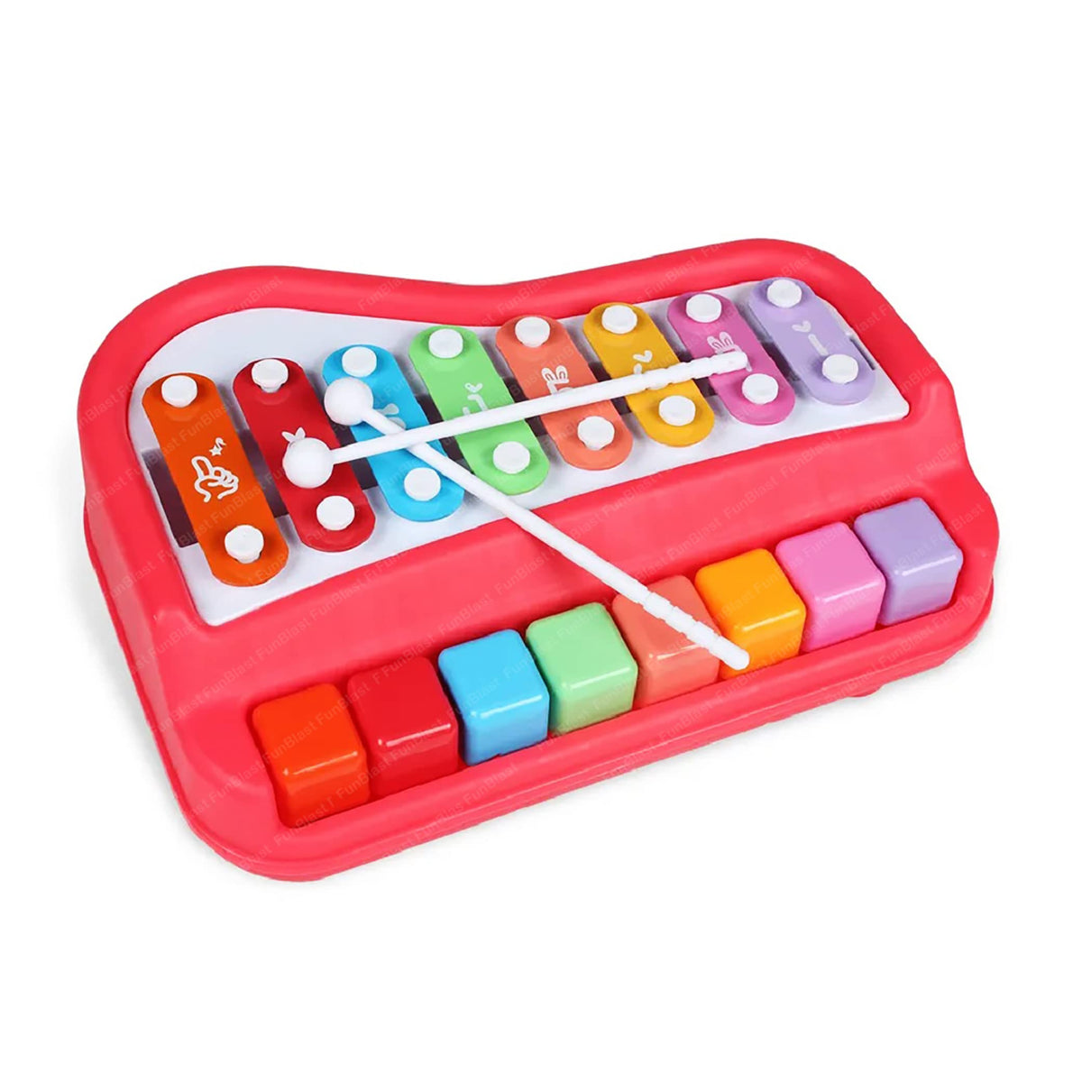 FunBlast Xylophone - Hand Knock Piano Toys, Hammering & Pounding Toys, Xylophone for Kids, Kids Musical Instruments, Kids Xylophone, Xylophone for 1+ Year Old, Kids Drums & Percussion Toy (Red)