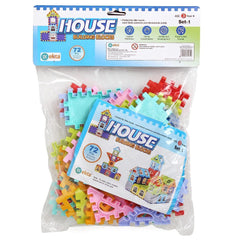 Ekta House Blocks - Block Game for Kids (72 Pieces) - Puzzle House Building Set