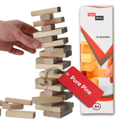 Pytho Tumble Tower Blocks Game Wood Stacking Game for Adult, Kids, Family, 54 Pieces