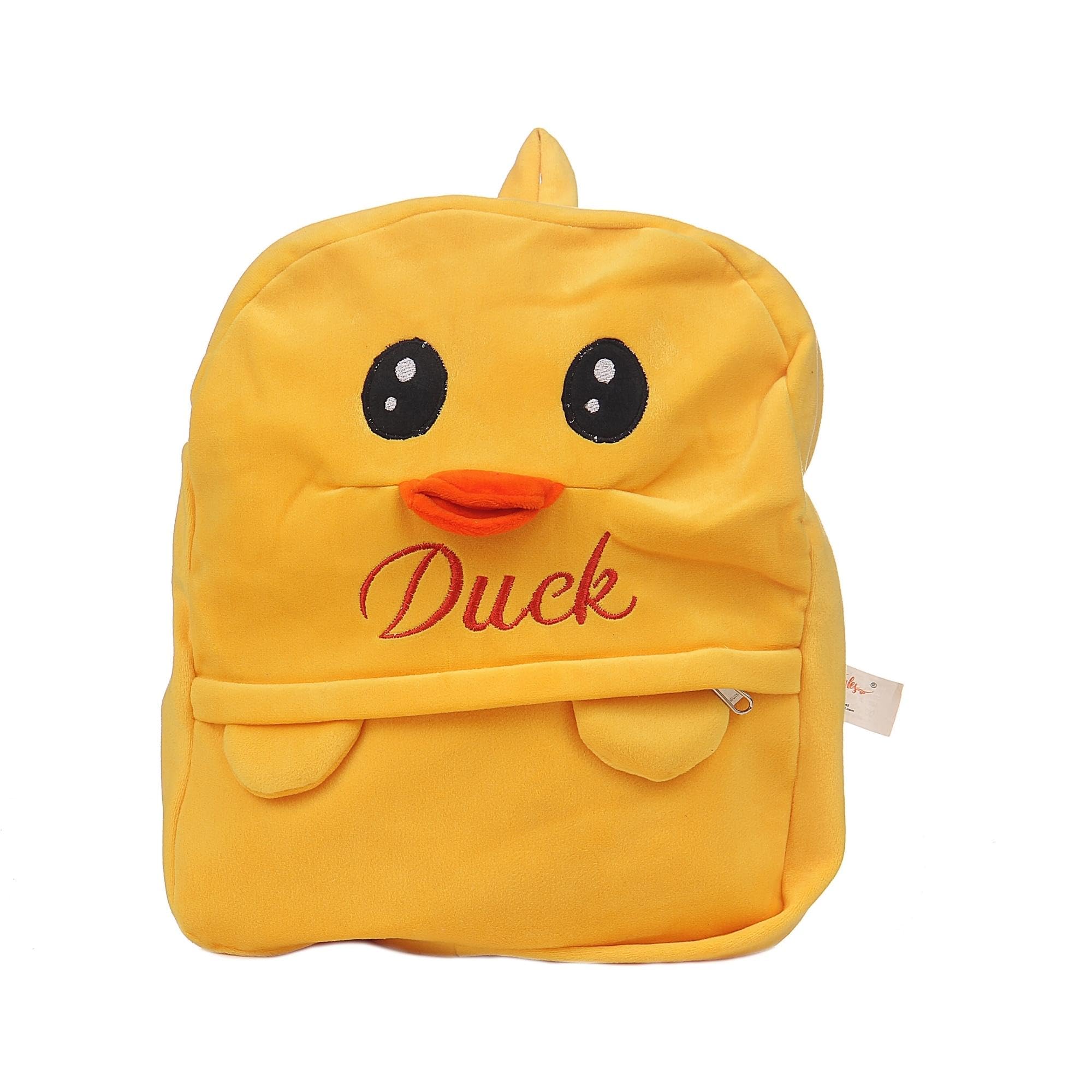TOYTALES Cute Duck Bag for Kids | Backpack for Nursery Children,Soft Velvet Cartoon Animal Plush Preschool | Mini Travel Bags for Baby Girl & Baby Boy | Ideal for Girls, Boys & Toddlers (2-5 Years)