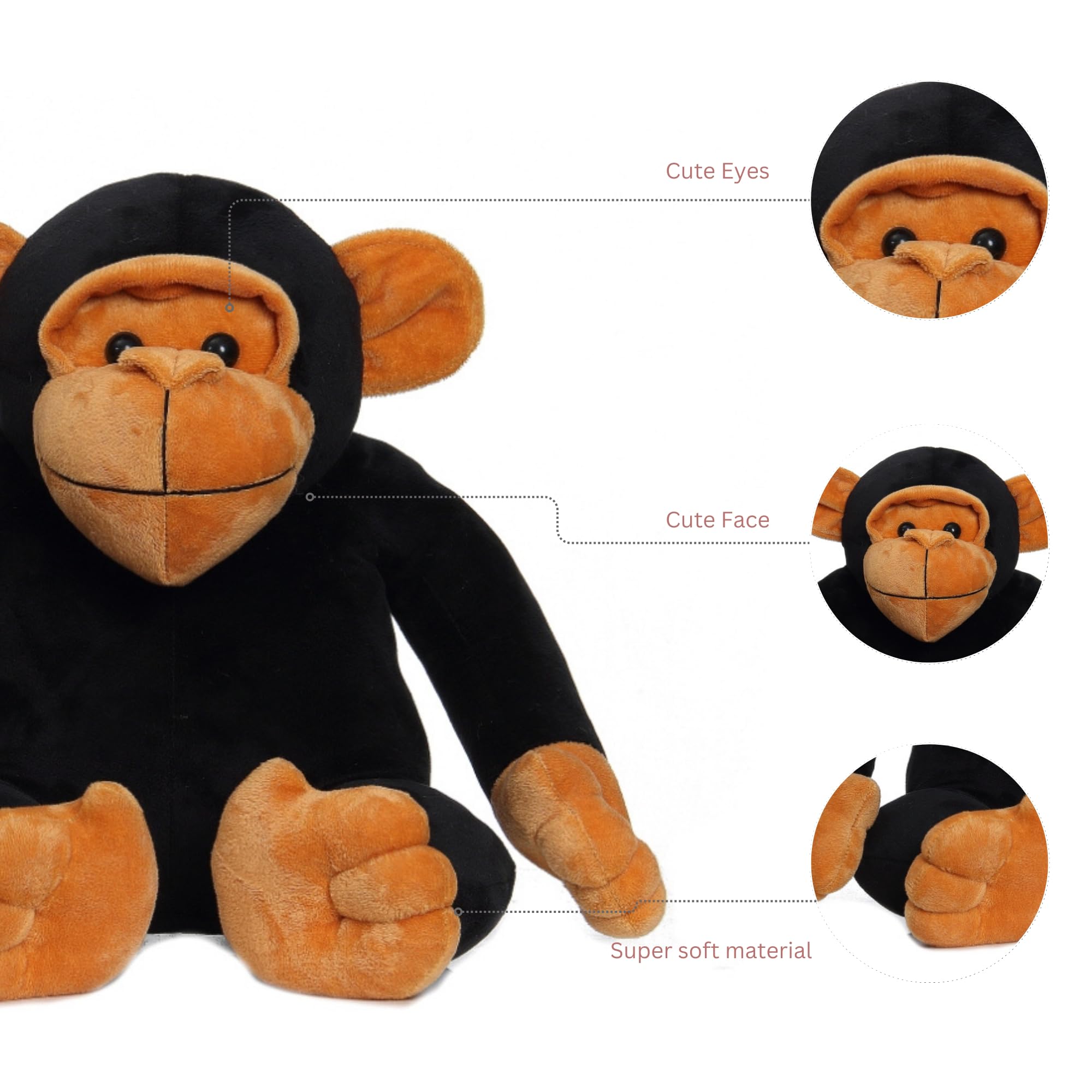Kong Monkey Plush Toy, Cute and Huggable Animal Stuffed Toy, Soft and Cuddly for Kids, Boys, and Girls - Best Birthday Gift Idea - 30 cm