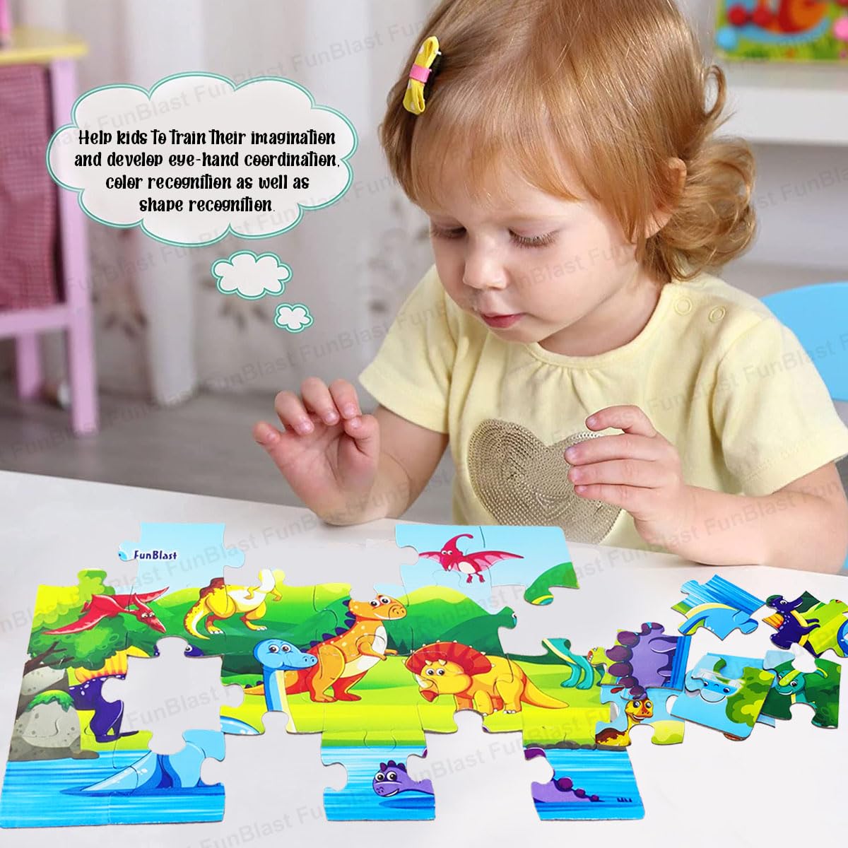 FunBlast Dinosaur Jigsaw Puzzle for Kids Jigsaw Puzzle for Kids of Age 3-5 Years – 24 Pcs (Multicolor, Size 30X22 cm)