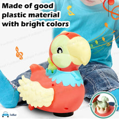 FunBlast Parrot Laying Eggs Toy for Kids - 360 Degree Rotation B/O Toys for Kids, Light and Sound Toys for Kids, Bump and Go Walking Parrot Egg Laying Toy for Children (Random Color)