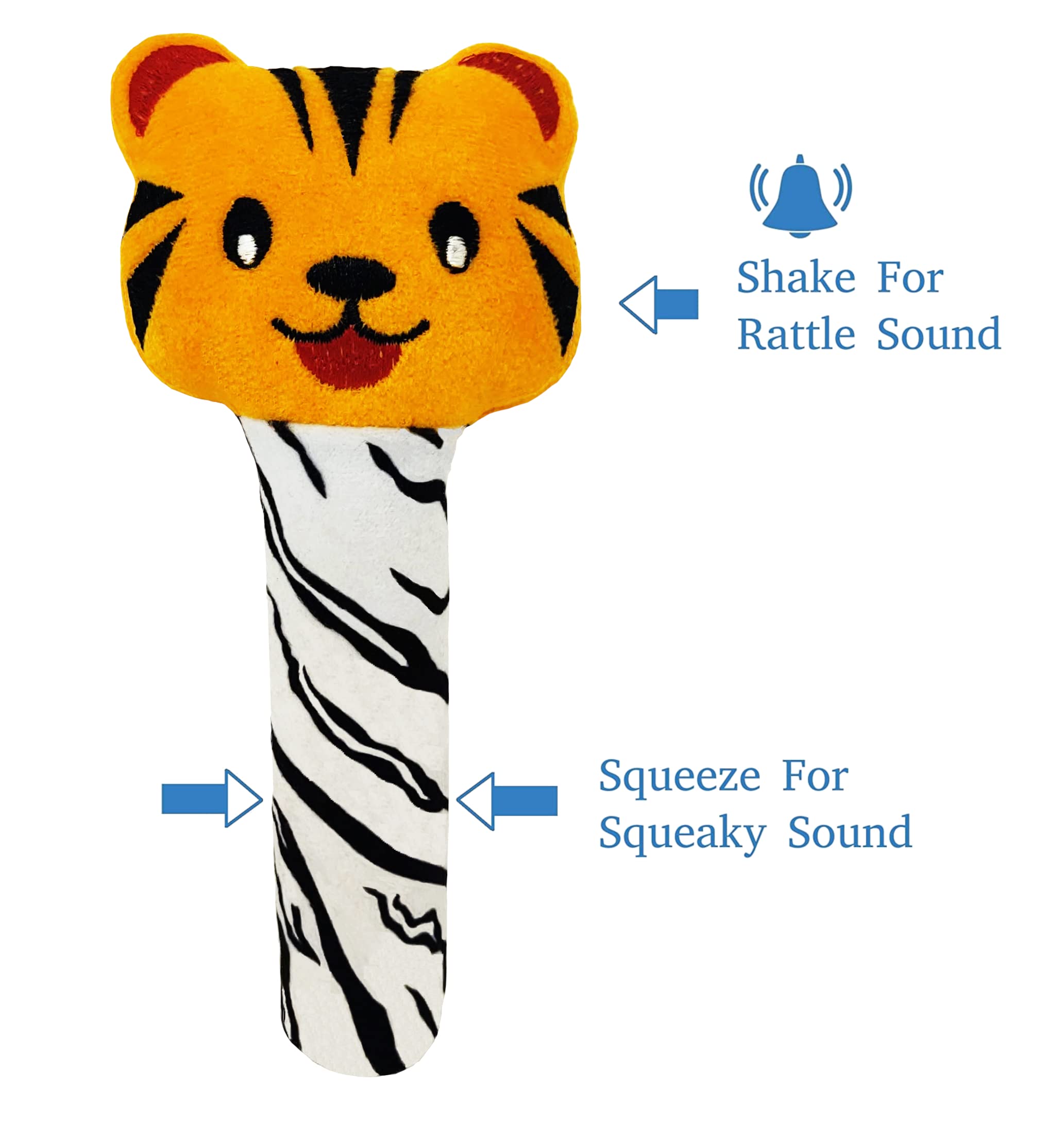 Pikipo Super Saver Soft Toy Combo (3-in-1): Tiger Rattle, Bunny Rattle, and 11cm Ball