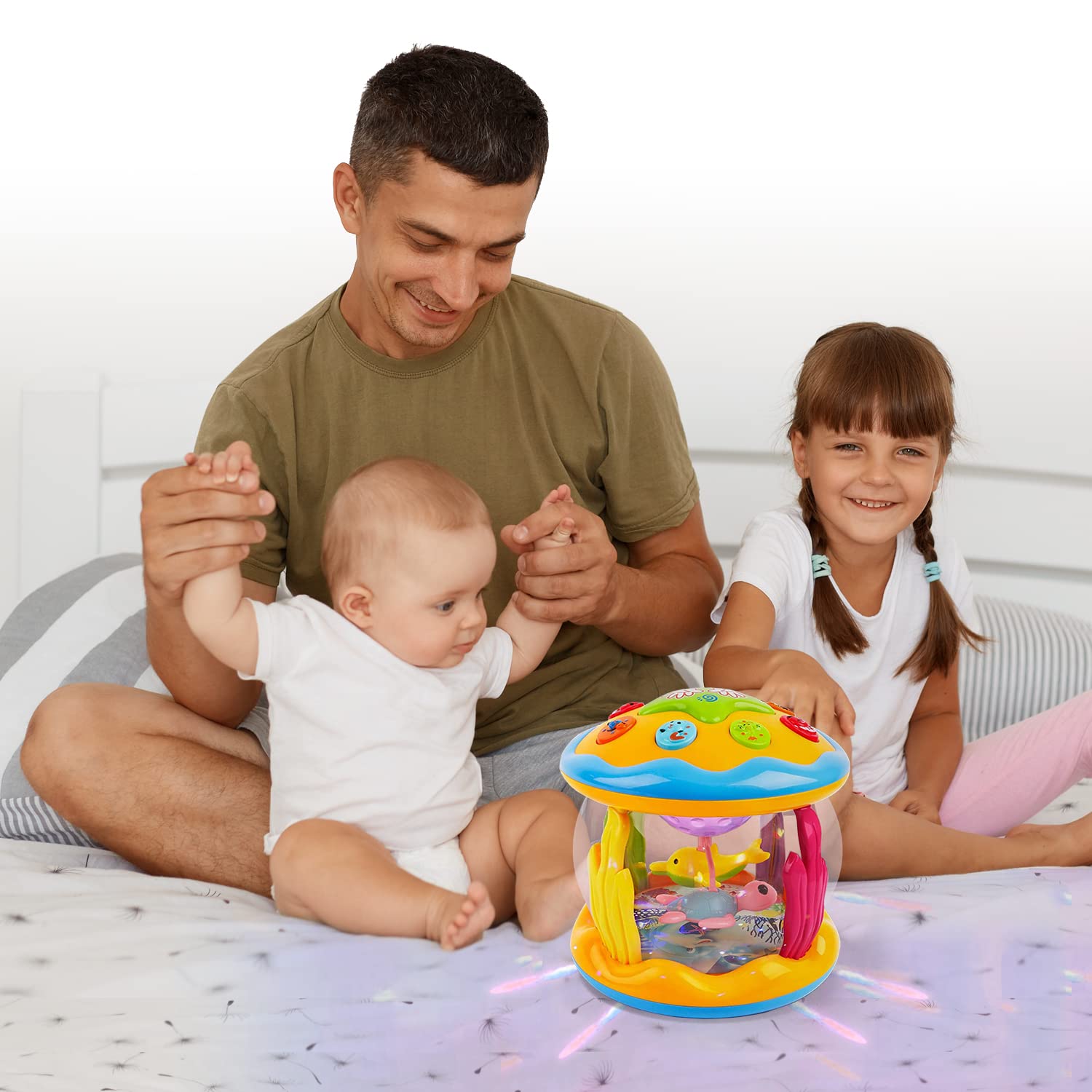 Baby Toys 6 to 12 Months Ocean Projector Baby Light Up Toys Musical Tummy Time Infant Toys 3-6 6-12 12-18 Months 6 7 8 9 Month Old Baby Crawling Toys One Year Old Birthday Gifts Boys Girls