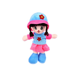 Addie Girl Rag Doll for Kids 35cm, Huggable & Adorable Plush for Toddlers | Baby Doll with Hat & Skirt for Girls | Soft and Cuddly Stuffed Toy for Babies | Made in India (Blue)