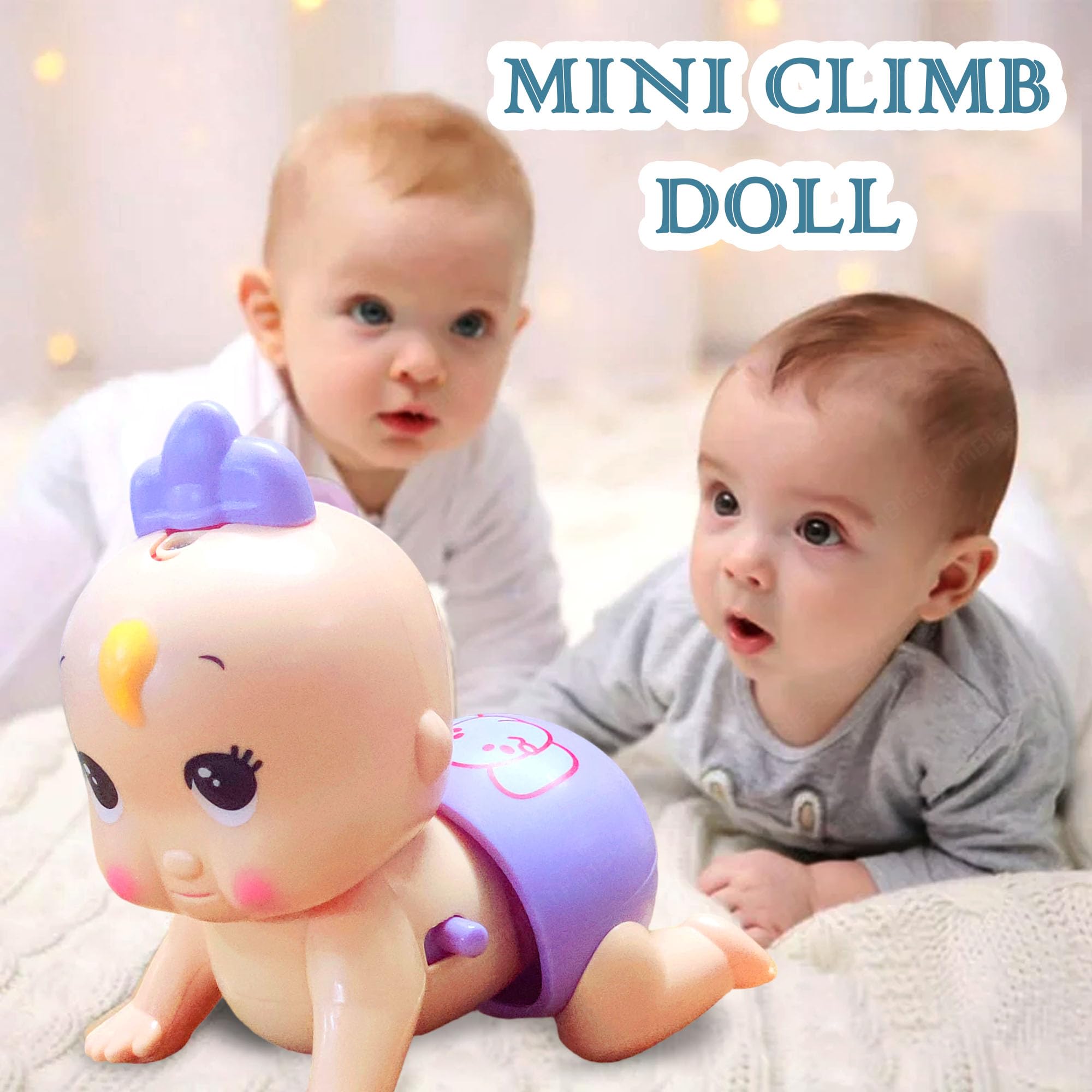 FunBlast Cute Baby Crawling Toy for Kids - Electric Mini Climb Doll, Crawling Baby Toy with Musical Sound, Sound Toys for 18+ Months Kids, Boys, Girls (Pack of 1; Random Color)