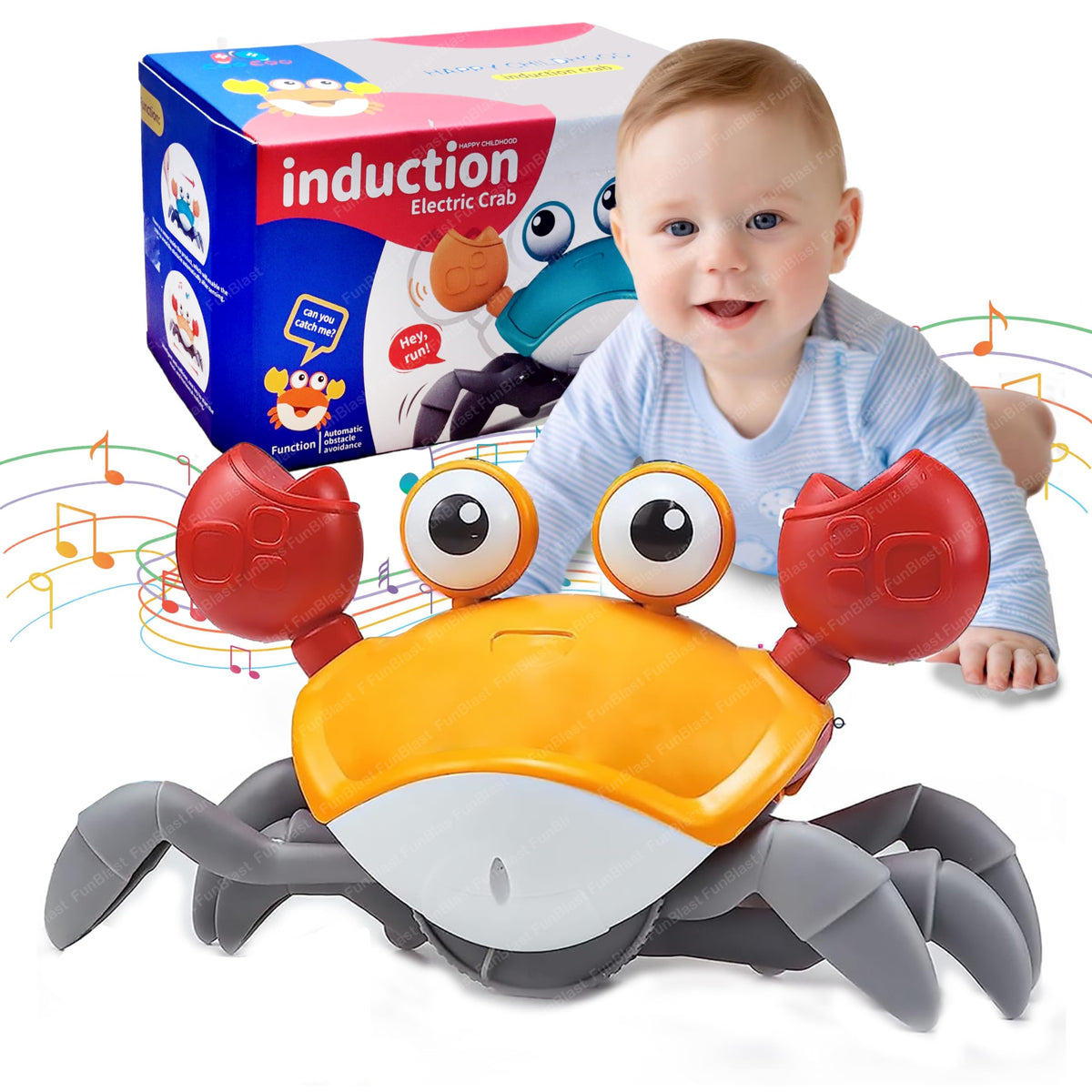 FunBlast Crawling Crab Toy for Kids - Dancing Crawling Baby Toys, Electronic Walking Moving Toys for Babies Infant Toddlers Fun Play Interactive Early Learning Educational Toys (Random Color)
